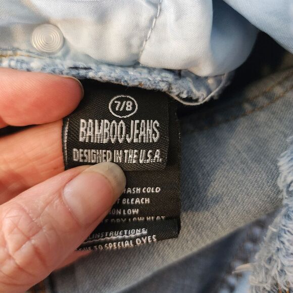 BAMBOO JEANS Blue Distressed Stretch Jeans High Waisted Straight Leg Size 7/8 - Picture 7 of 7